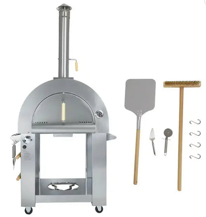 Kokomo 32 Inch Dual Fuel Gas or Wood Fired Stainless Steel Pizza Oven SKU: KO-PIZZAOVEN-LP
