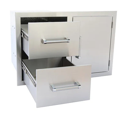 Kokomo Outdoor Kitchen Stainless Steel Two Drawer - One Door Combo SKU: KO-ALPDC