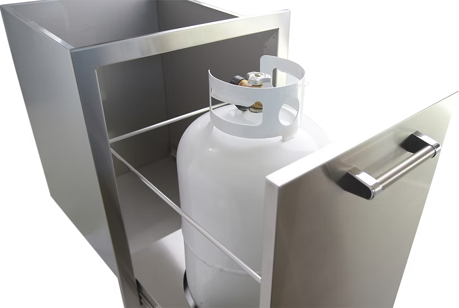 Outdoor Kitchen Stainless Steel Dual Trash/Propane Pull-Out