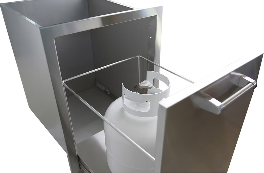 Outdoor Kitchen Stainless Steel Dual Trash/Propane Pull-Out