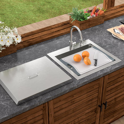 21" Outdoor Kitchen Sink Drop In Bar Sink Workstation With Faucet And Dust Lid Single Bowl Utility Small Sinks 304 Stainless Steel