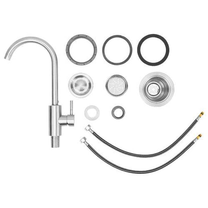 Large 18" Stainless Steel Sink & Faucet All In one Kit - Under & Over Mount - 12515